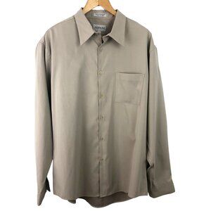 Alfani Mens Size Large Light Brown Long Sleeve Button Up Collared Shirt